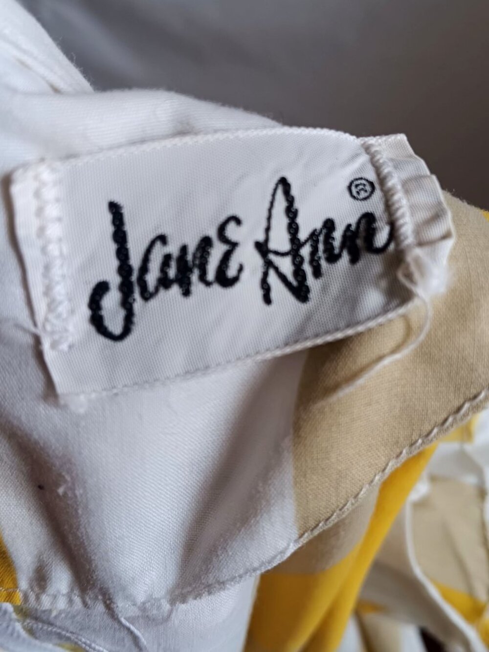 True Vintage Rockabilly Dress 8 1950's Jane Ann Yellow White Striped Belted USA